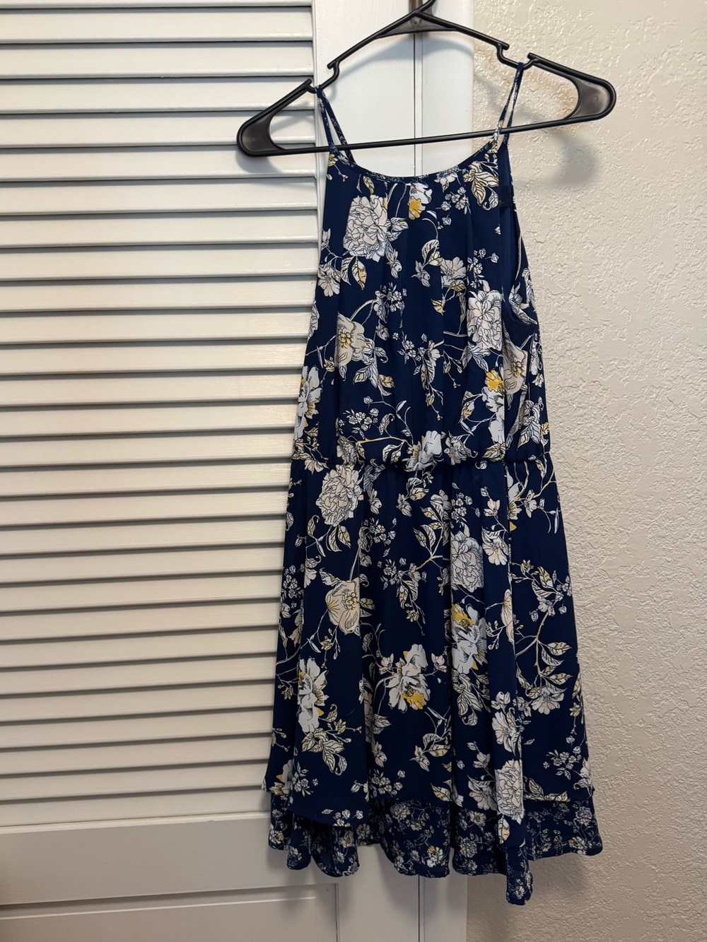 Navy Floral Spaghetti-Strap Dress